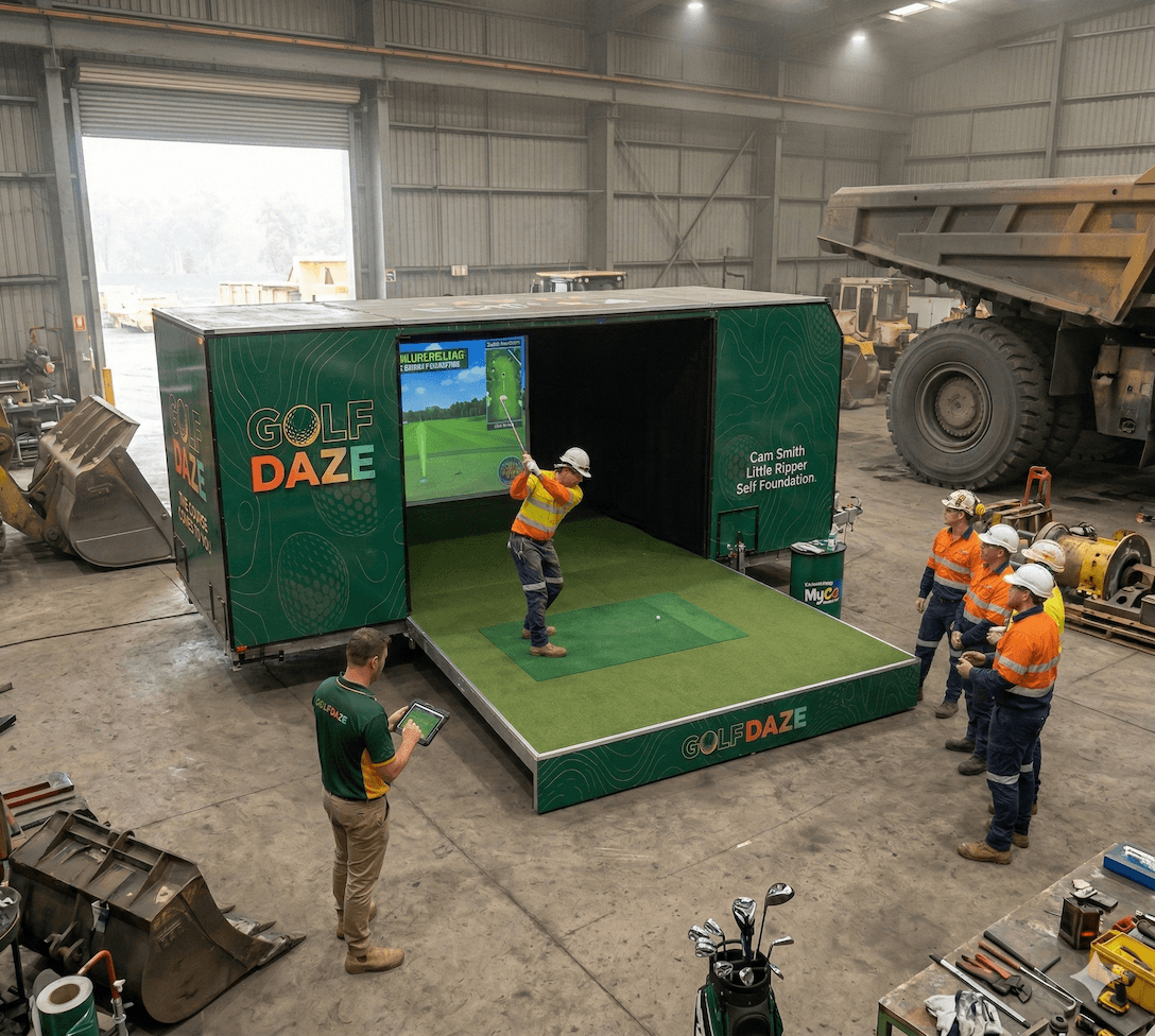 Golf Daze corporate golf simulator at a mining industry event