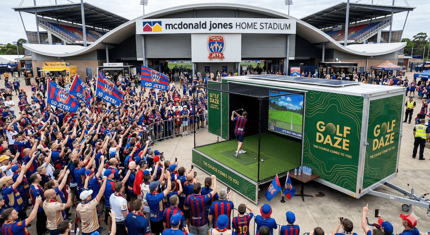 Golf Daze simulator at a festival or airshow event